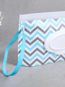 1pc EVA Tissue Storage Bag Baby Wet Wipe Pouch Cute Snap-Strap Refillable Wet Wipes BagModern Portable Tissue Storage Bag For Travel1pc Flip Cover Wave Pattern Tissue Paper Bag Travel Portable Extraction And Separation Bag Gift - Multicolor - View 7