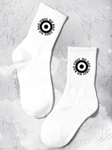 1 đôi Của phụ nữ Vớ giữa bắp chân Với Lá thư & Mắt in , Chống mùi hôi , , Giải trí Vui & Hợp thời Thể thao Vớ Đối với Mặc hàng ngày - Nhiều màu - Xem 1