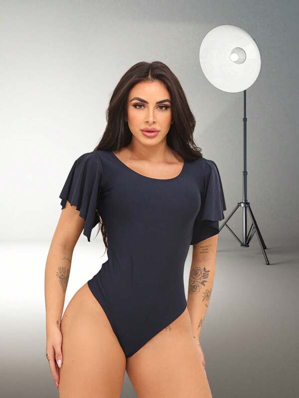 body sexy feminino flare manga curta suplex