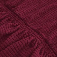 1/4pcs Plain Color Chenille Ruffled Elastic Chair Cover, All Season Use - Burgundy - View 9