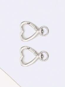 2入組女士銀色合金愛心鑰匙扣包車拉鍊吊飾 - 銀色 - 查看 3