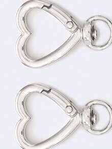 2入組女士銀色合金愛心鑰匙扣包車拉鍊吊飾 - 銀色 - 查看 4