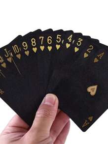 1套黑色撲克牌,酷炫箔牌,防水撲克牌和附盒的撲克牌套裝 - 黑色 - 查看 2