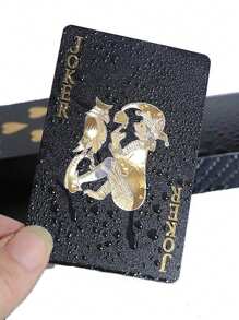 1套黑色撲克牌,酷炫箔牌,防水撲克牌和附盒的撲克牌套裝 - 黑色 - 查看 7