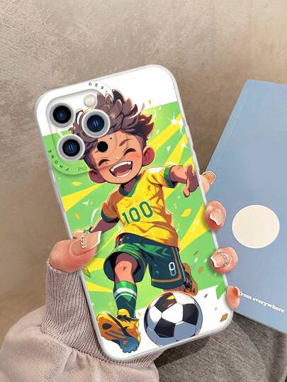 1pc Cool Football Player Design Tpu Phone Case Compatible With IPhone And Samsung