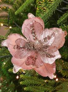 1PC Simulation Flowers Pendant Drop Ornaments Glitter Champagne Red Flower Party Home Garden Decor, Table Decoration, Centerpieces, Artificial Flowers, Plastic Flowers, Valentine Day, Gift