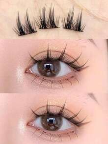 72pcs Cluster Style False Eyelashes, 12rows, Natural Cross Curl And Long, Soft And Adorable, Multiple Wearing Time, Daily Wear - Black - View 4