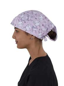 SOULMATE Printed Surgical Medical Cap For Women - 戴眼鏡的兔子 - 查看 3