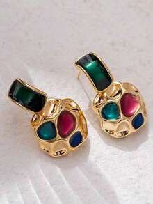 1 對女用彩色油滴耳環 - 彩色 - 查看 6