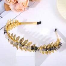 1pc Natural Crystal Golden/silver Leaf Design Headband For Diy, Wholesale Popular European And American Style Hair Accessories - Multicolor - View 27