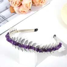 1pc Natural Crystal Golden/silver Leaf Design Headband For Diy, Wholesale Popular European And American Style Hair Accessories - Multicolor - View 18