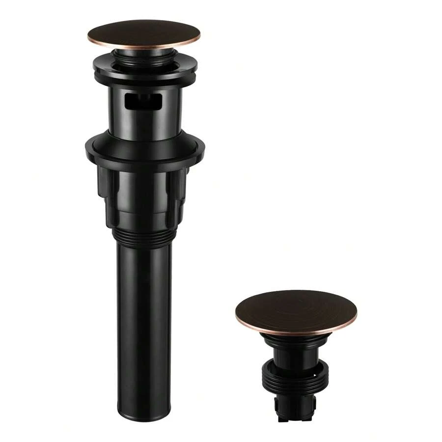 PARLOS Push & Seal Pop Up Drain Assembly Stopper For Bathroom Sink With Overflow Oil Rubbed Bronze, 20716 - Oil Rubbed Bronze - View 1