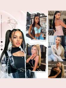 淺啡色爪夾馬尾髮型 20英寸直頭髮束片,女士用合成自然髮馬尾髮型,適用於日常使用 - Light Brown - 查看 6