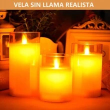 ANTSAY Weldmon 3件led大蠟燭,led茶燭,真實動態火焰,無煙,適用於派對、酒吧和家居裝飾(不含電池和遙控器) - 金色 - 查看 5