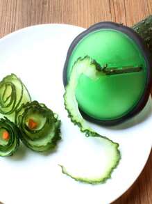 1個蔬菜卷切器，可製作黃瓜切片、胡蘿蔔和馬鈴薯刨皮，蔬菜水果切割器，廚房料理工具，切割器，食品，沙拉，裝飾，儲藏，派對，生日必備。 - 綠色 - 查看 6