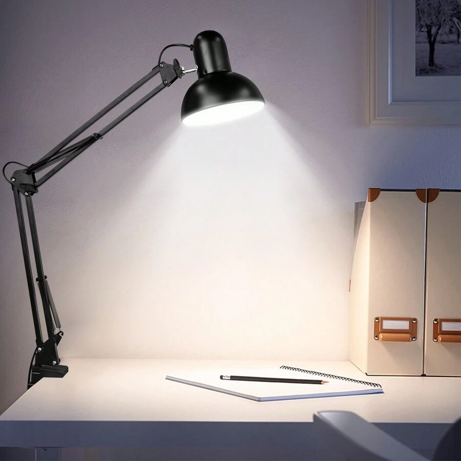 LED Desk Lamp, Metal Desk Lamp With Clamp, Adjustable Folding Study Table Lamp For Home, Office, Work, Study - black/white light - View 1