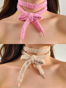 European And American Style, Fashionable And Versatile Necklace With A Plush Bow Decoration, Elegant Women's Necklace Suitable For Daily Wear, Dates, Holidays, Parties And Festivals, The Perfect Gift For Jewelry Lovers - Multicolor - View 1