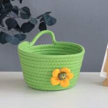 1入組繩編編織收納籃,適用於客廳、浴室、臥室、桌面,收納鑰匙、化妝品、小物品 - 黃色 - 查看 10