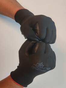 一雙帶有丁腈或乳膠塗層的安全手套,適用於機械生產和維修、農業防護、貨運裝卸、汽車修理、園藝工作、噴漆和噴塗 - 黑色 - 查看 5