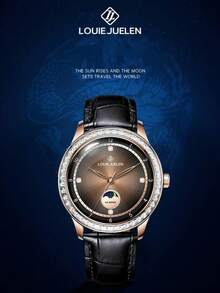 LOUIEJUELEN Black Watch Men'S Waterproof Casual Leather Watch - Black - View 1