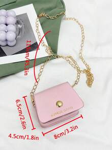 百搭简约设计纯色迷你女士斜挎包翻盖小中号新款时尚单肩包 - 粉色 - 查看 2