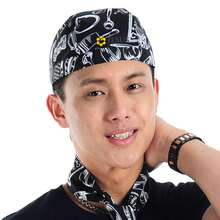 Gorros De Chef,cofias Para Cocina,único Unisex Headwrap - Blanco y Negro - Ver 7