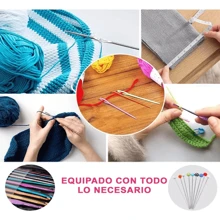 編織鉤針,針織套件,適用於初學者和成年人,包括金屬針,編織配件和收納袋,針織入門工具套裝 - 黑色 - 查看 4