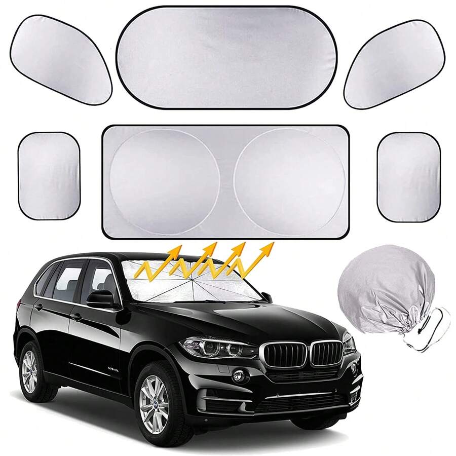 汽車遮陽板,可折疊便攜汽車遮陽板,uv和太陽光線防護汽車遮陽板,6件裝通用汽車遮陽板 - 6 件 - 查看 1