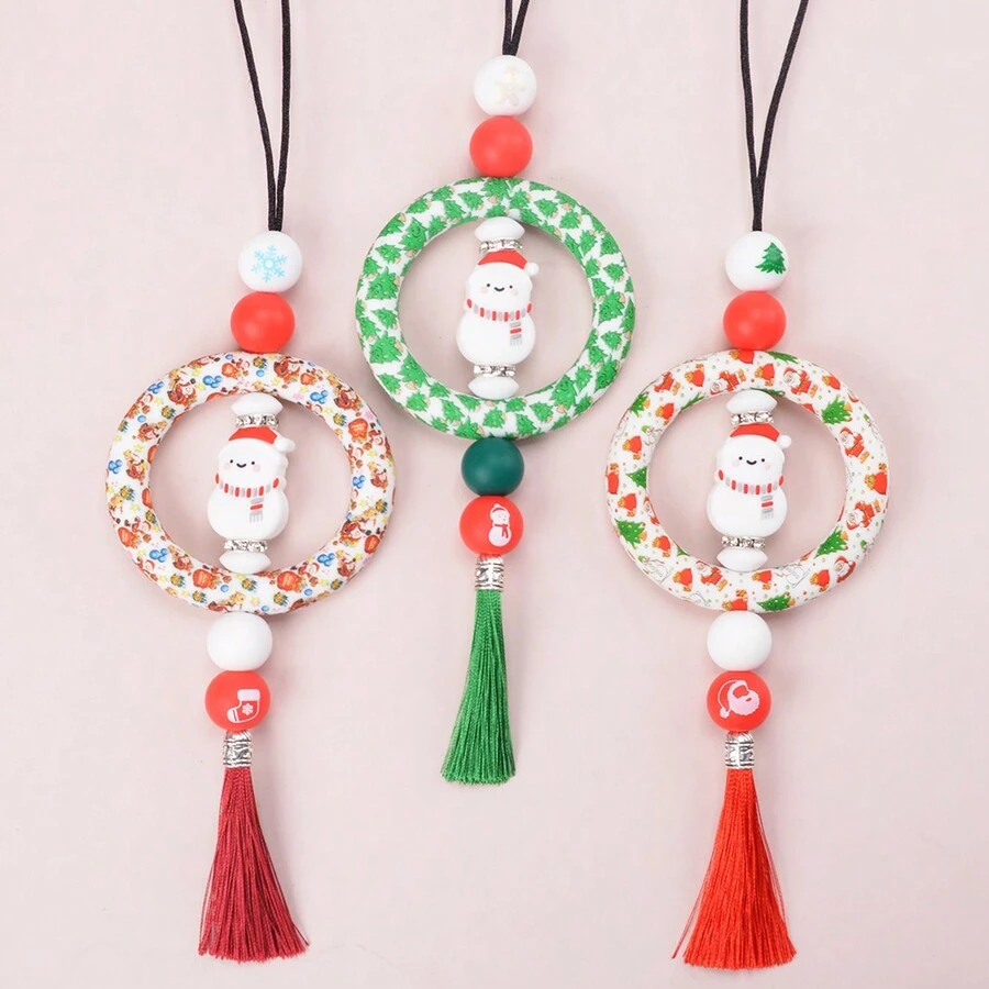 1入時尚矽膠珠聖誕頸鍊吊墜,適用於女性聖誕節或日常裝飾