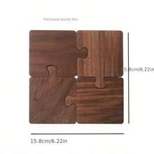 1pc Creative Puzzle Coaster, Walnut Wood Tea Pad, Heat Insulation Mat For Mugs, Cups