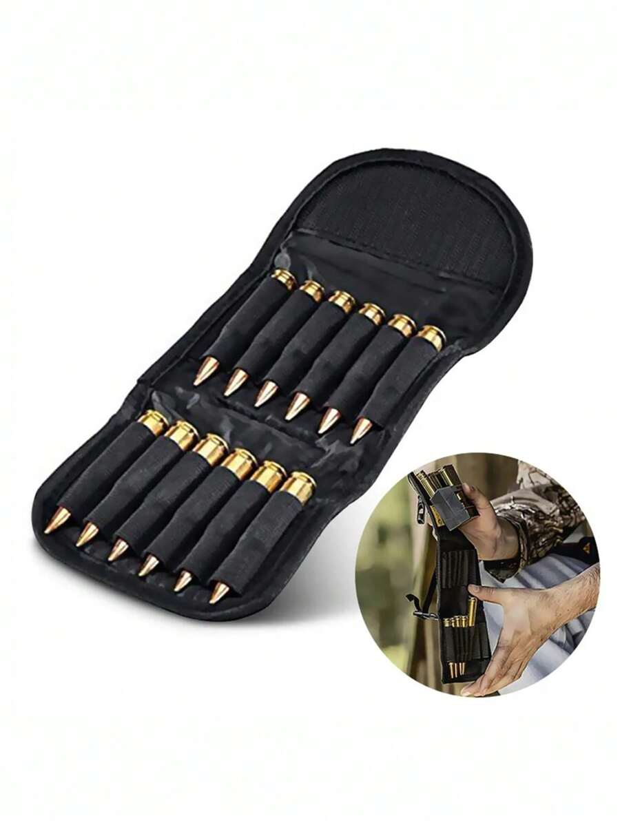 1 件装战术牛津布 12 发子弹袋 便携式户外狩猎子弹袋和枪套