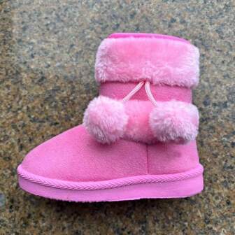 1pair Pink Thickened Princess Snow Boots