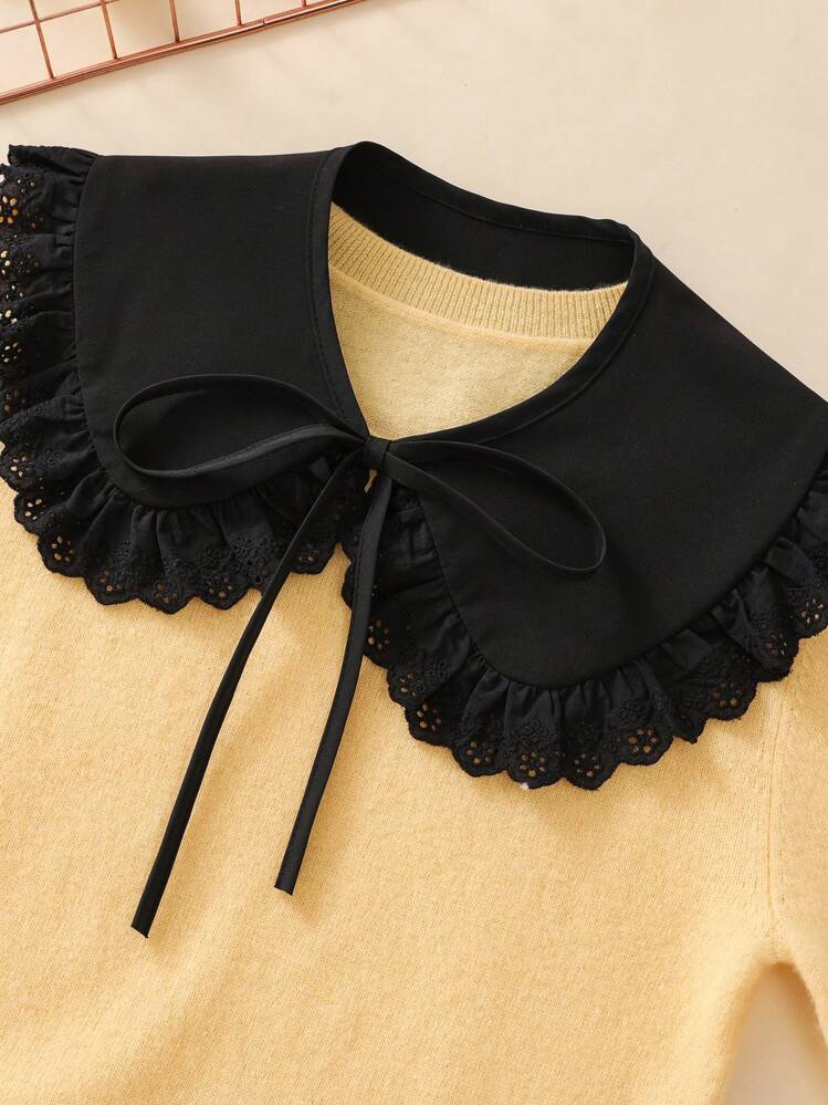 1개 레이디스 블랙 피터 팬 컬러 레이스 장식 숄, 발렌타인데이 데일리 웨어를 위한 패션 가짜 칼라