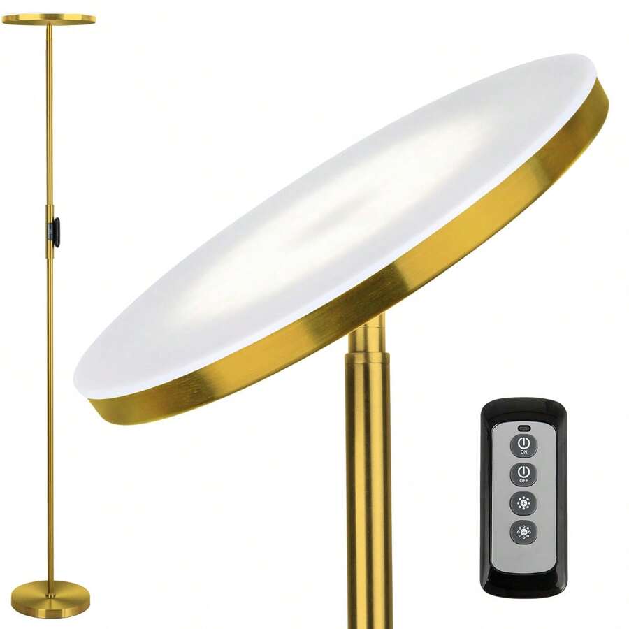 JOOFO Floor Lamp,30W/2400LM Sky LED Modern Torchiere 3 Color Temperatures Super Bright Floor Lamps-Tall Standing Pole Light With Remote & Touch Control For Living Room,Bed Room,Office (Brushed Gold) - Vàng chải - Xem 1