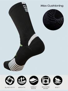 1 Đôi Tất Thể Thao Nam Tất Bóng Rổ Có Đệm Hiệu Suất - màu đen - Xem 2