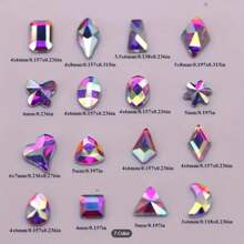 150 颗平底圆形水钻加 20 颗平底奇形大方晶锆石黑色蓝色月亮指甲水钻 DIY 指甲饰品指甲宝石美甲用品指甲