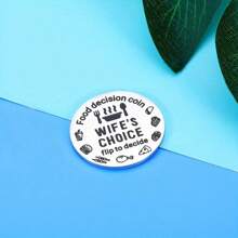 1 Miếng Chồng và vợ Tính hai mặt Thép không gỉ Móc chìa khóa Món ăn Huy hiệu tiền xu) Giáng sinh Qủa tặng Còn hàng Bàn Trang trí Đối với Chồng Cặp đôi - Bạc - Xem 5