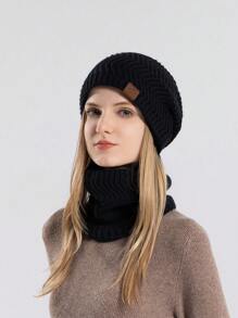 Mùa Đông Bịt tai Mũ Đối với phụ nữ , Ấm áp Mũ len đan Với Cái cổ Ấm áp hơn Bộ , Thích hợp Đối với Các hoạt động ngoài trời Và Đạp xe - màu đen - Xem 3