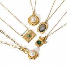 New Arrival Classic Freshwater Pearl Necklace With O-Shaped Link Chain, Anti-Fade Titanium Steel Neck Chain For Work Or Daily Wear - HF-X2290 - View 5