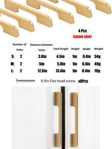 4入組霧面櫥櫃手柄霧面抽屜拉手現代手柄霧面旋鈕門櫥手柄現代化梳妝臺抽屜手柄旋鈕 - 金色 - 查看 2