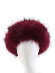 1個假狐狸毛耳暖,秋冬頭髮配件,女孩/女士寬彈性髮箍