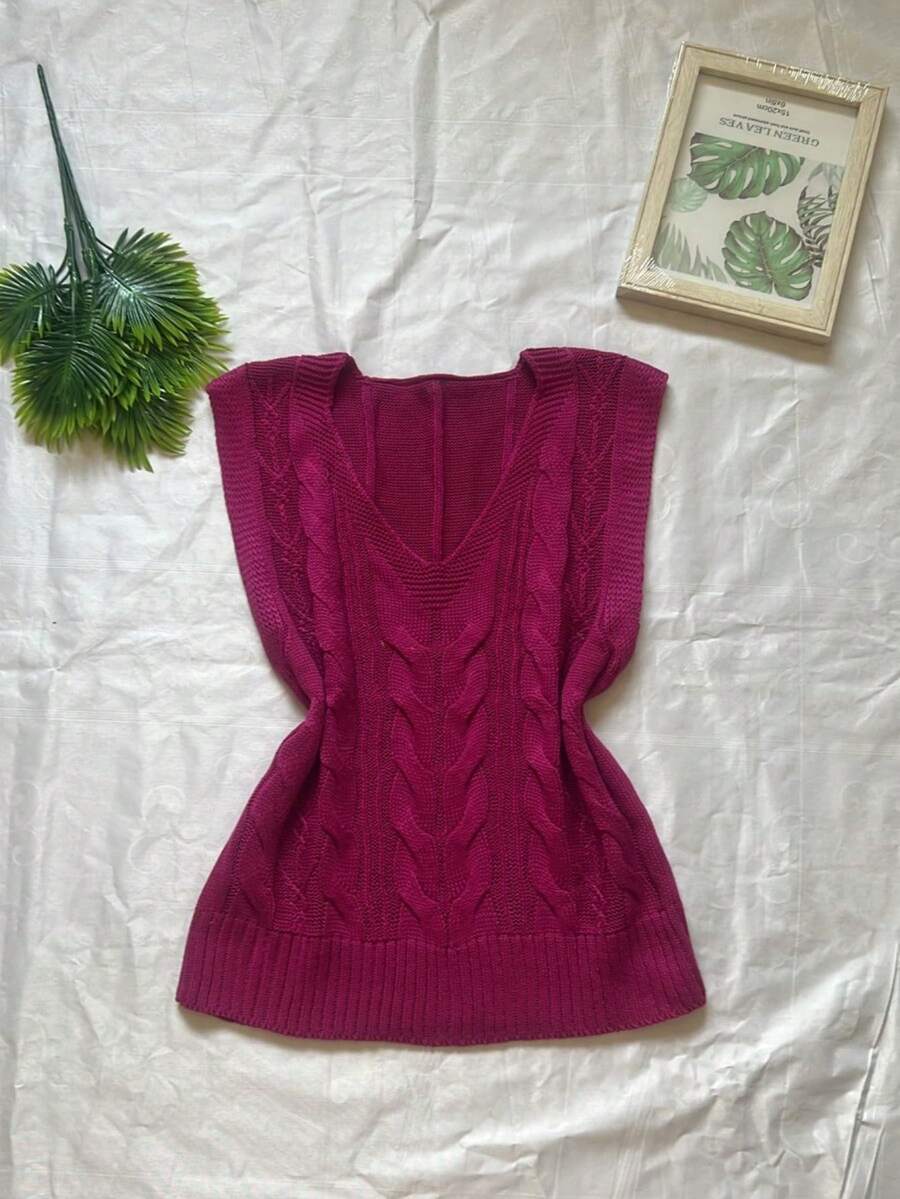 高風格模態針織背心 - 中紫紅色 - 查看 1