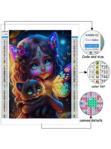 5d亮面塑膠圓鑽石精靈系列畫套裝,全鑽臨場diy工藝套裝,適用於家居裝飾和禮品贈送 - 美麗的精靈系列12 - 查看 3