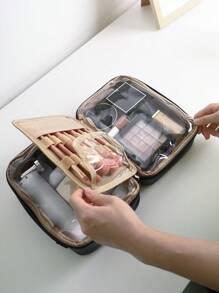 Women's Portable Makeup Bag High-Capacity Waterproof Travel Toiletry Bag With New Fashionable Design And Hand Strap - Black - View 10