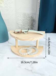 bianya 1pc Half Round Wooden Sunglasses Display Stand, Multi-level Solid Wood Showcase For Window Decoration And Jewelry Selling - Apricot - View 4