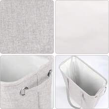 2pcs/Set Slim Laundry Basket With Handles, Foldable Linen Hampers With Inner Lining And Detachable Tough Frame For Toy And Clothing Organization In Bedroom - Light Grey - View 4