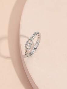 1pc Creative Fashionable Concise & Versatile Openwork Handcuffs Shaped Metal Ring Suitable For Women's Daily Wear - Silver - View 4