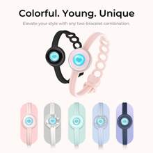 Totwoo Candy Collection-Long Distance Touch Single Bracelet-Colorful Band Bracelet, Vibration & Light Up For Love Couples Bracelet | Long Distance Relationship Gifts For Girlfriend Bluetooth Pairing Jewelry- Stay Connected Anytime, Anywhere - 粉色 - 查看 3