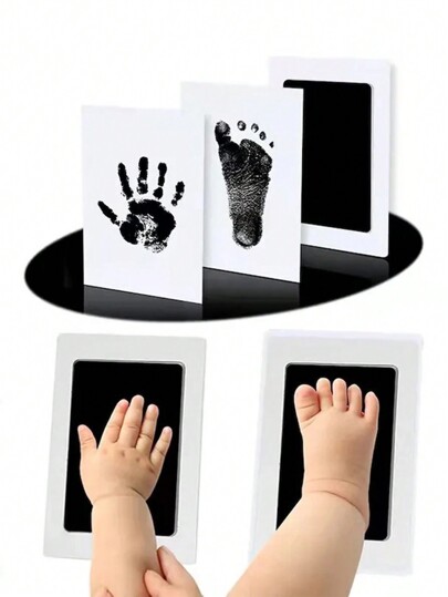 1set Black DIY Hand And Footprint Kit Home Decoration Accessories Ink Pads Photo Frame Handprint Souvenir Accessories Clean Shower Gift Birthday Gifts Graduation
