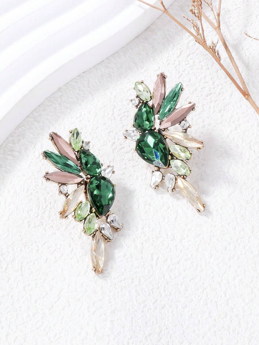 juran 1 pasang anting-anting pejantan berlian imitasi terukir - MultiWarna - View 1